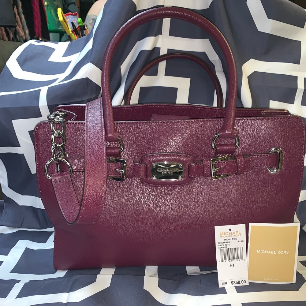 ❌SOLD ❌MICHAEL KORS Plum EW HAMILTON LEATHER